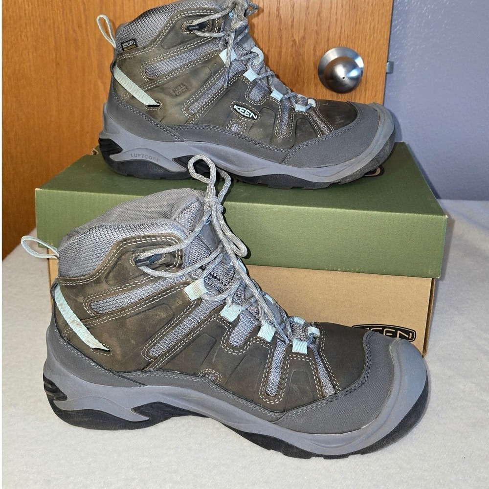 Keen Circadia Mid WP 9.5 Wide Waterproof Hiking Boots Steel Grey Cloud Blue - Picture 6 of 9